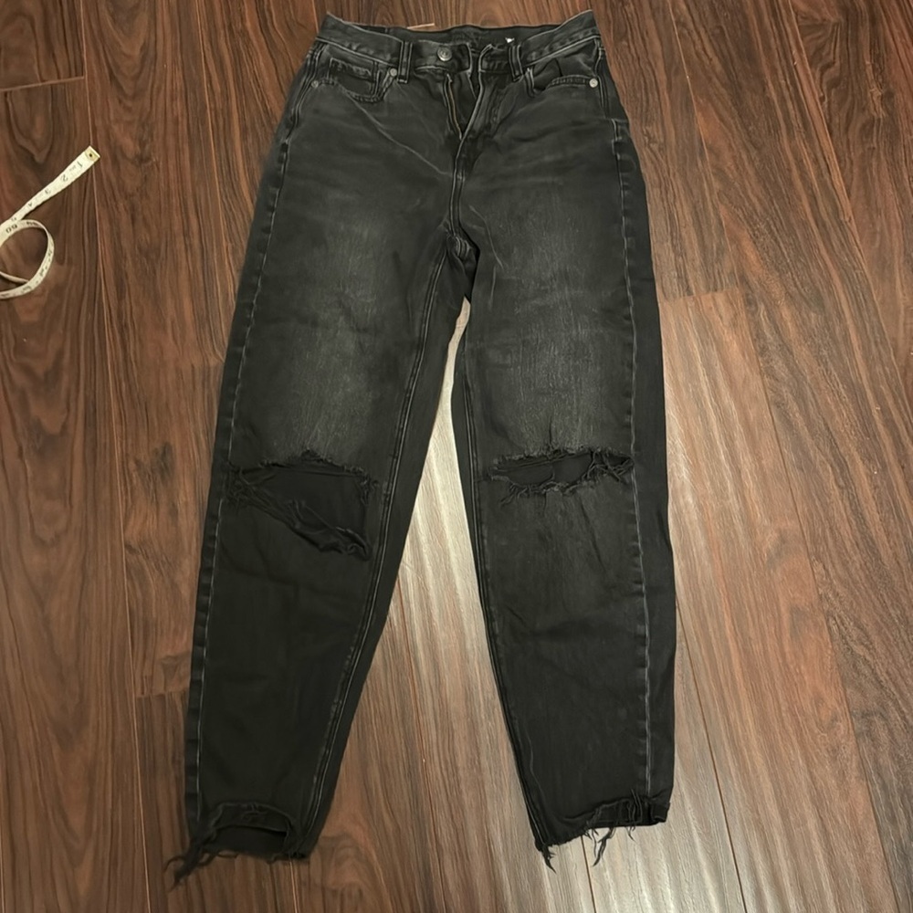American Eagle, black denim, distressed jeans